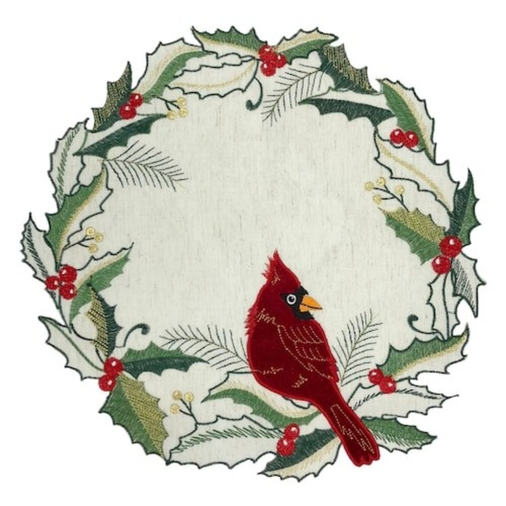 Last One! NWT St. Nicholas Cardinal Holly Cutout Christmas Placemat Cente…